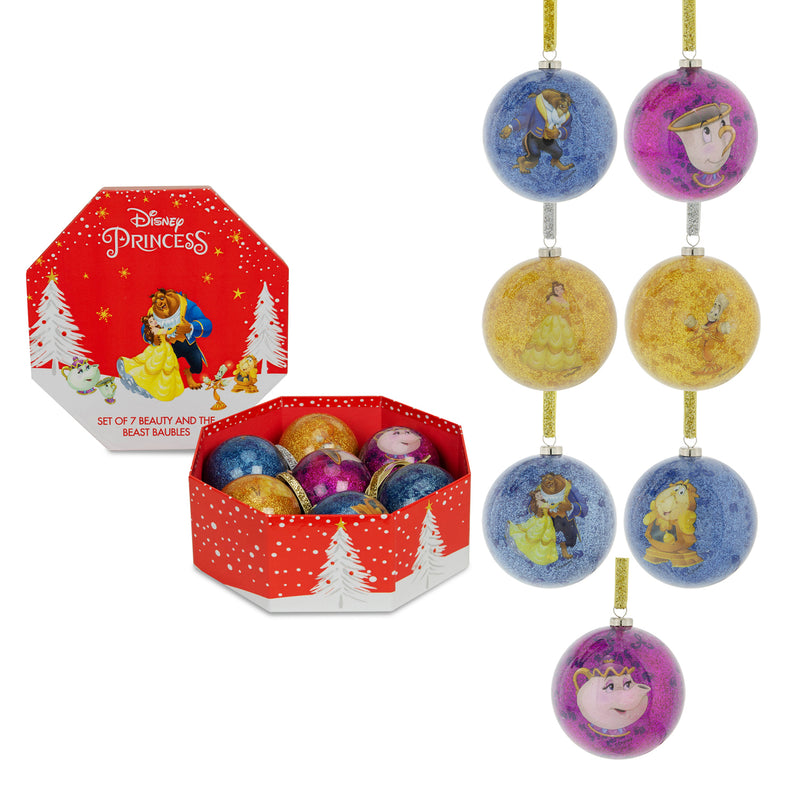 Beauty and the Beast 7 Piece Set 3D Shaped Hanging Christmas Tree Decoration Baubles