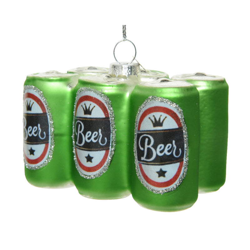 Beer Cans Green Six Pack Shaped 3D Bauble Hanging Decoration