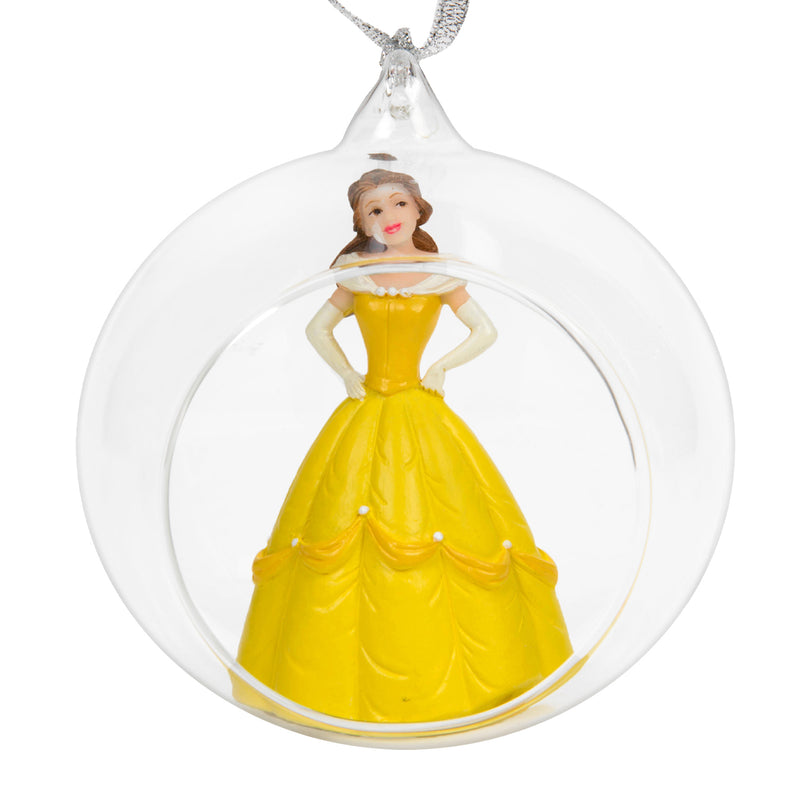 Belle Beauty and the Beast Glass Dome 3D Hanging Christmas Decoration Disney Bauble