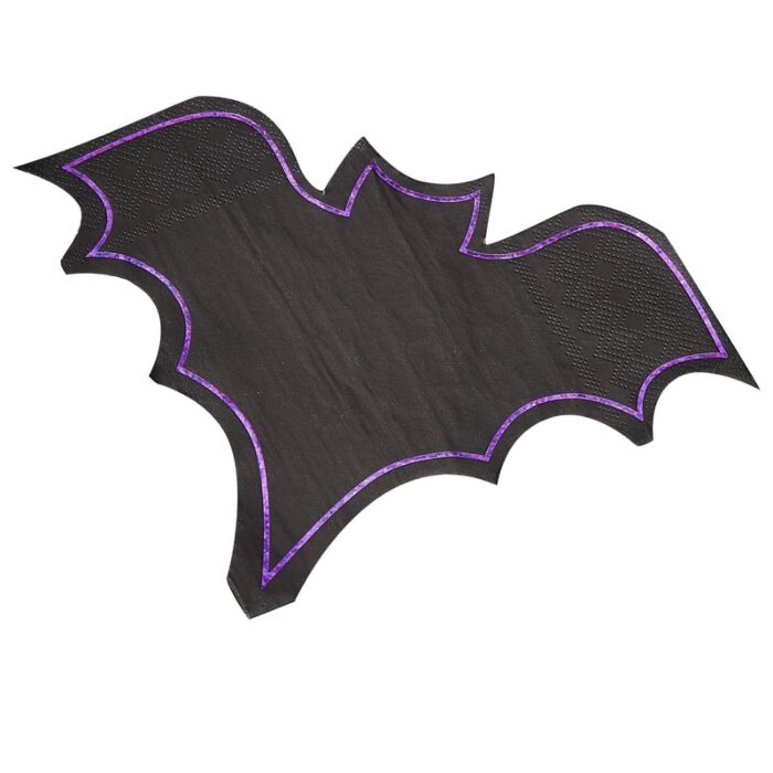 Black Halloween Bat Shaped Napkins Pack of 16
