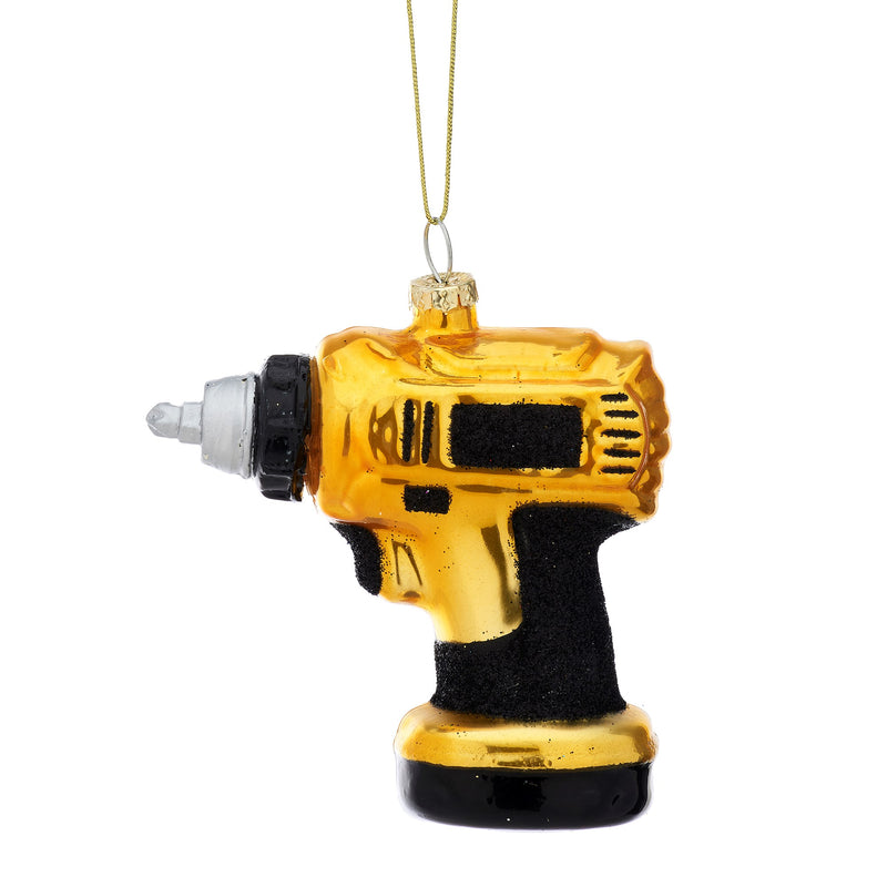 Black and Gold Drill Shaped Bauble Hanging Decoration