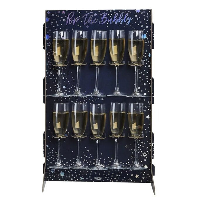 Blue and Silver Star Prosecco Wall Drinks Holder Stand 60cm