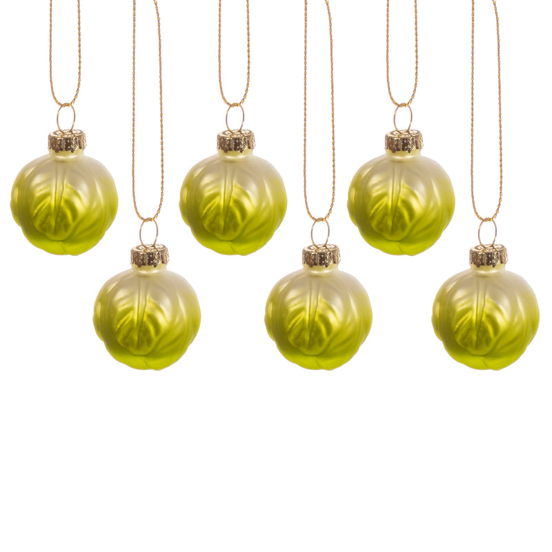 Brussel Sprout Baubles Set of 6