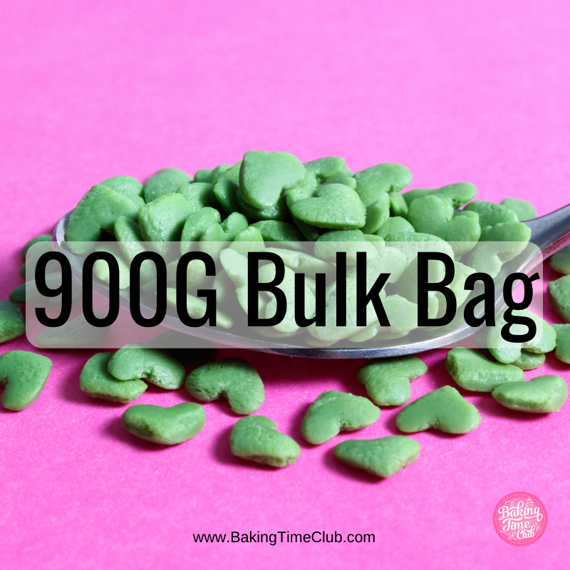 Bulk Bag - Green Hearts Confetti Sprinkles (Best Before 28 Dec 2024)