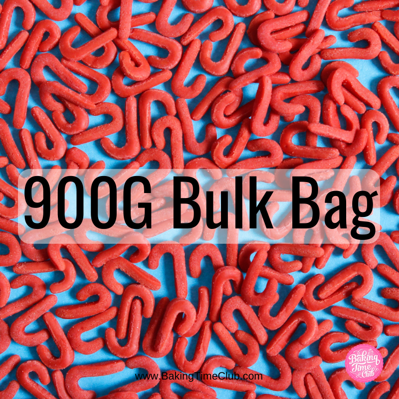Bulk Bag - Red Candy Cane Shapes Christmas Confetti Sprinkles (Best Before 30 Jun 2025)