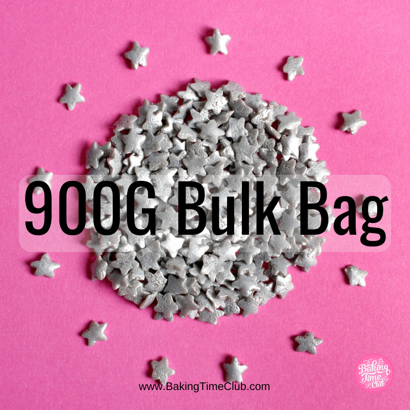 Bulk Bag - Silver Stars Confetti Sprinkles (Best Before 30 Jun 2024)