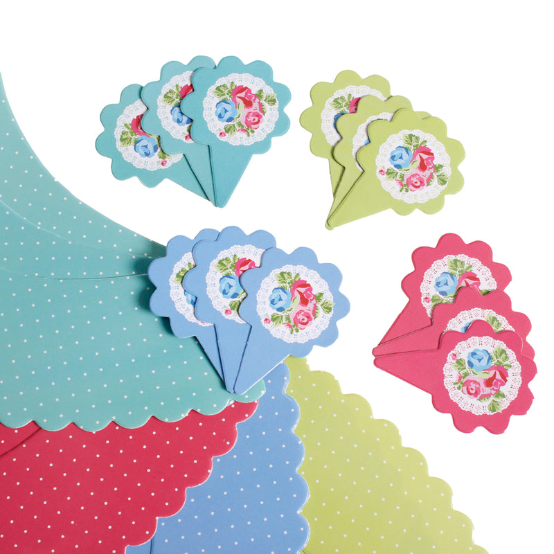 Cake Wraps and Toppers Vintage Tea Party Floral Polka dots