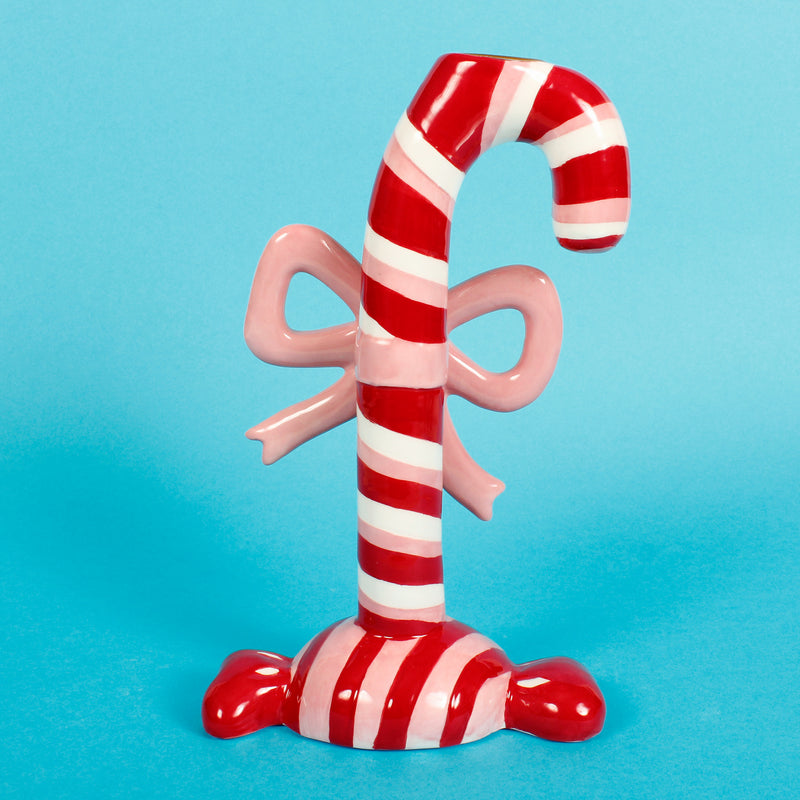 Candle Holder Dolomite Candy Cane Christmas Decoration