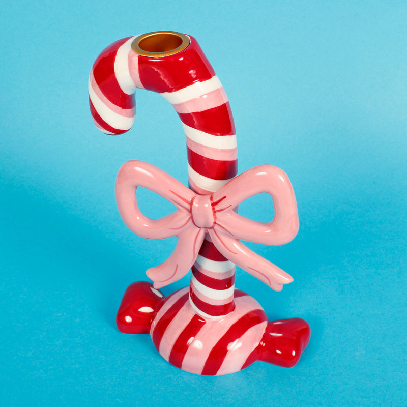 Candle Holder Dolomite Candy Cane Christmas Decoration