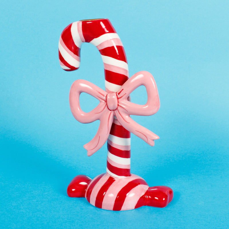 Candle Holder Dolomite Candy Cane Christmas Decoration