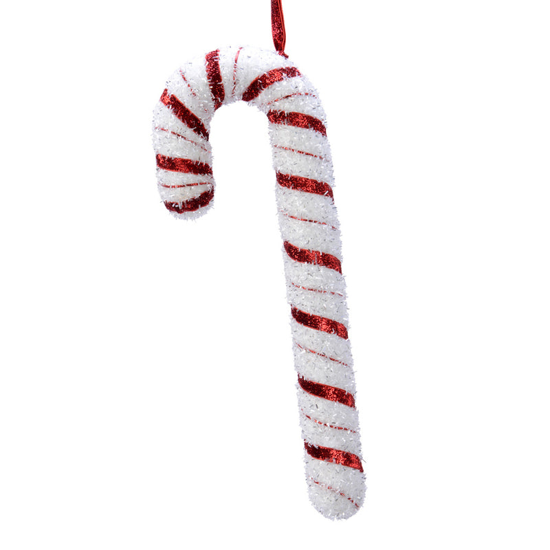 Large Glitter Foam Candy Cane Shaped Christmas Tree Decoration 3D White and Red