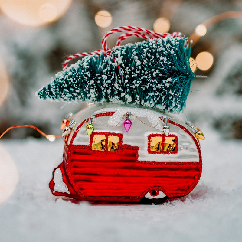 Red Caravan Shaped Bauble Hanging Decoration