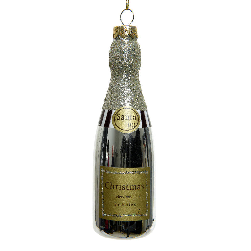 Sparkling Wine Shaped New York Bubbles 3d Glass Christmas Hanging Bauble