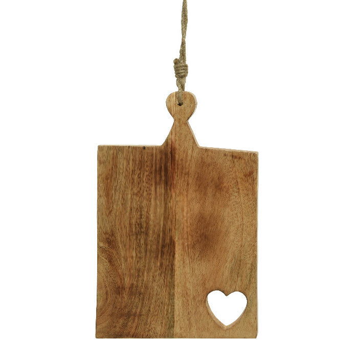 Mango Wood Heart Detail Chopping Board Christmas Hanging Board