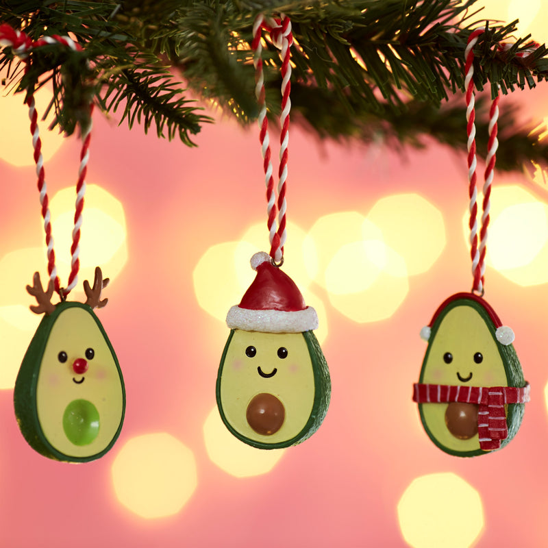 Christmas Avocado Hanging Decorations - Set of 3