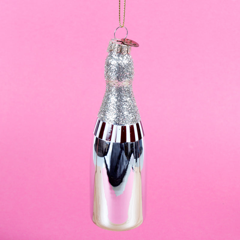Sparkling Wine Shaped New York Bubbles 3d Glass Christmas Hanging Bauble