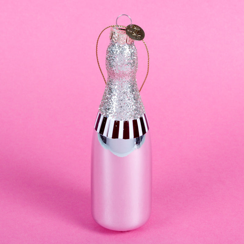 Sparkling Wine Shaped New York Bubbles 3d Glass Christmas Hanging Bauble