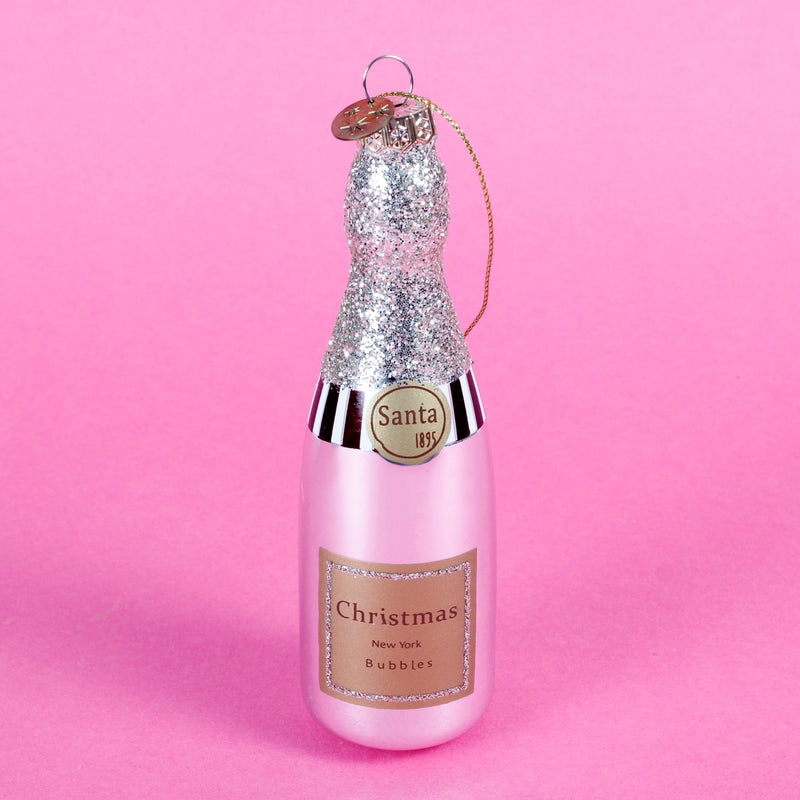 Sparkling Wine Shaped New York Bubbles 3d Glass Christmas Hanging Bauble
