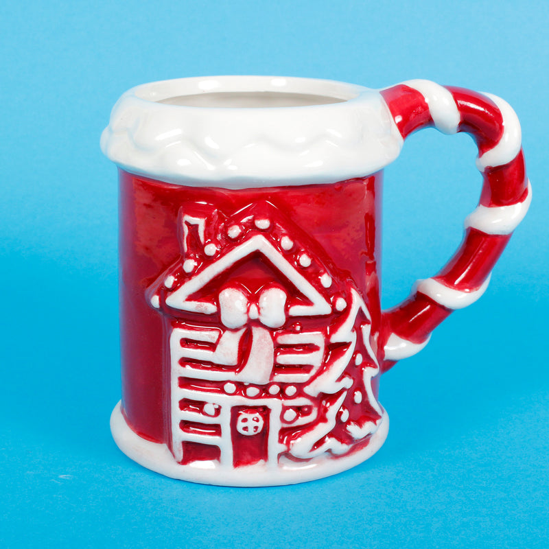 Christmas Coffee Mug Festive Red and White China Dolomite Style