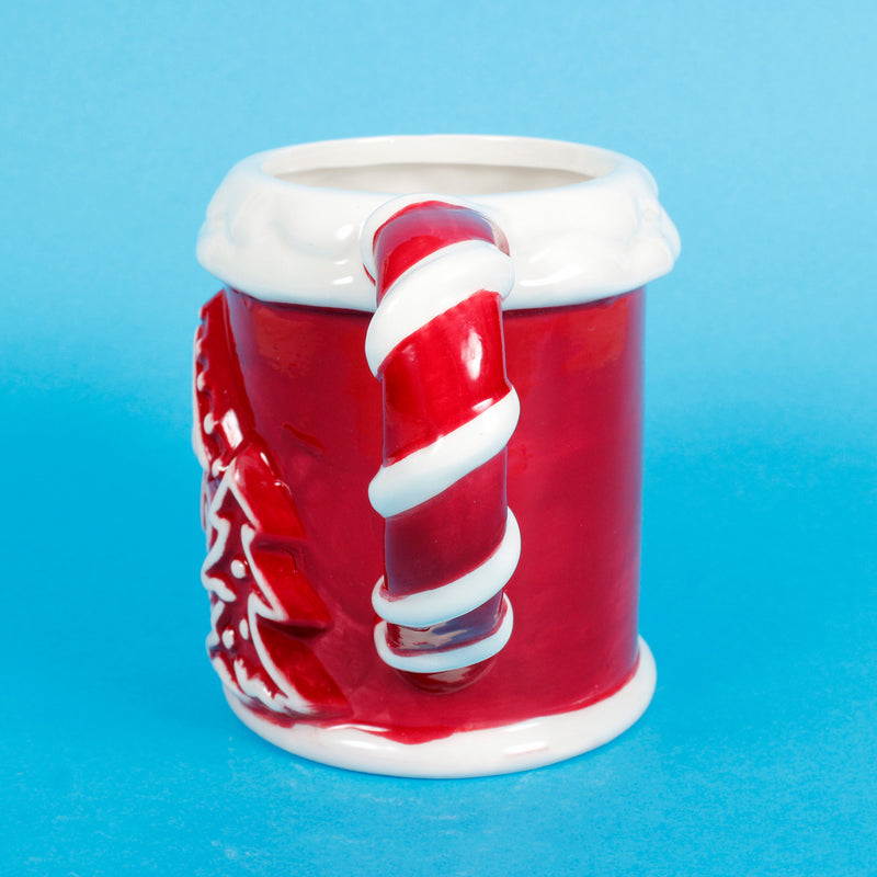 Christmas Coffee Mug Festive Red and White China Dolomite Style