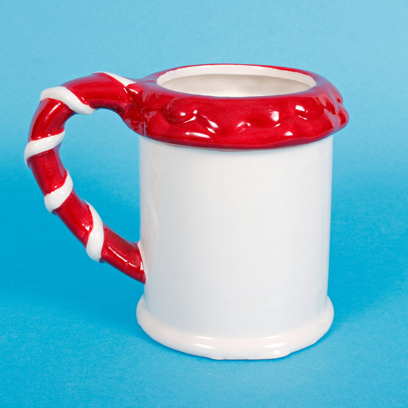 Christmas Coffee Mug Festive White and Red Ceramic Dolomite Style