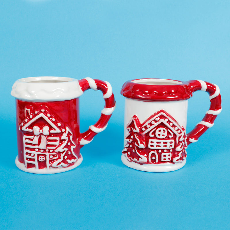 Christmas Coffee Mug Festive White and Red Ceramic Dolomite Style