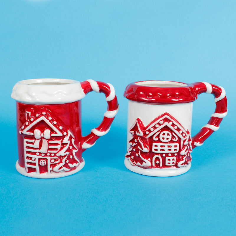 Christmas Coffee Mug Festive Red and White China Dolomite Style