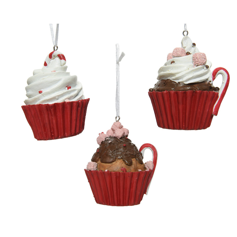 Cupcake Shaped Set Candy Canes Hanging Christmas Decoration 3d Baubles