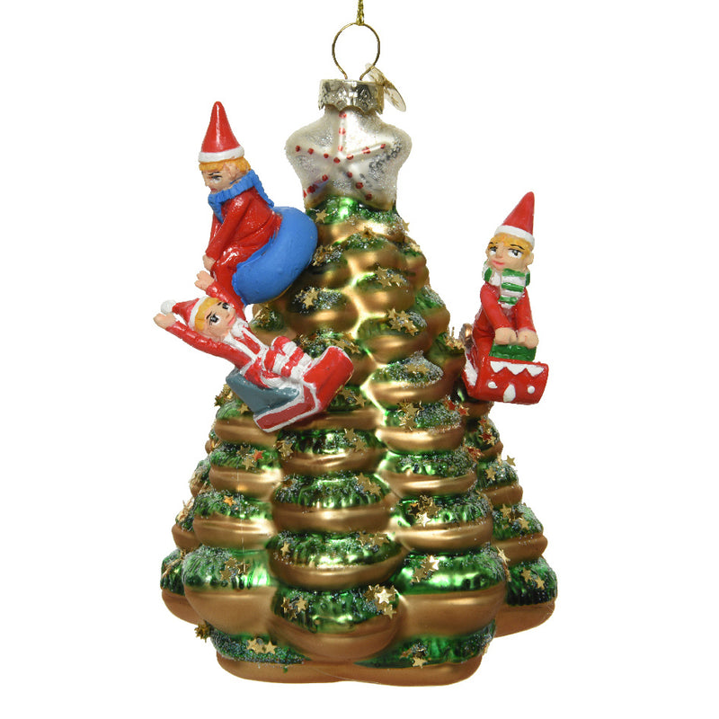 Pre-Order Dispatch in Sept - Cookie Tree Glass Christmas Elves Star Hanging Bauble