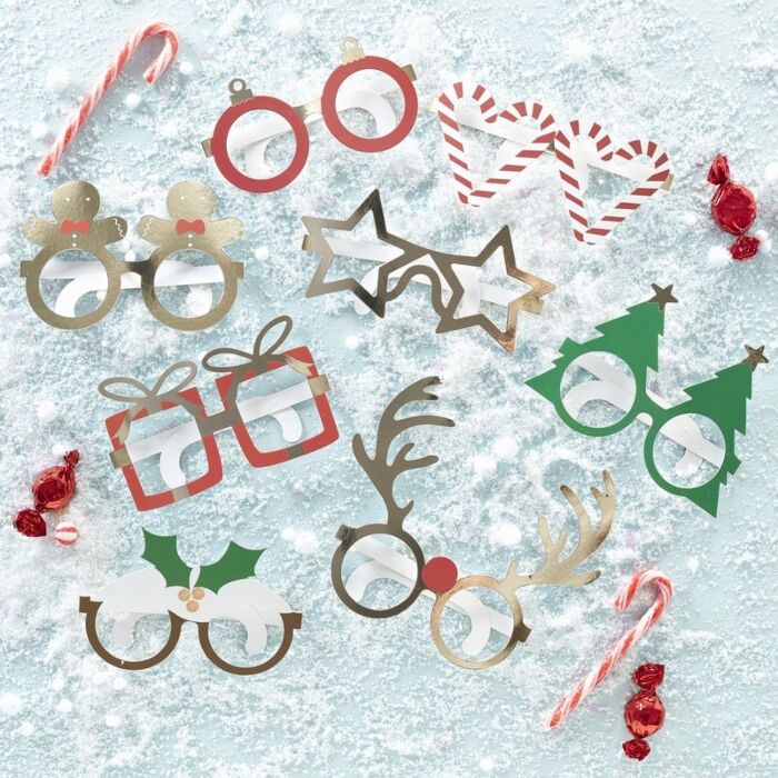 Novelty Christmas Glasses Pack of 8