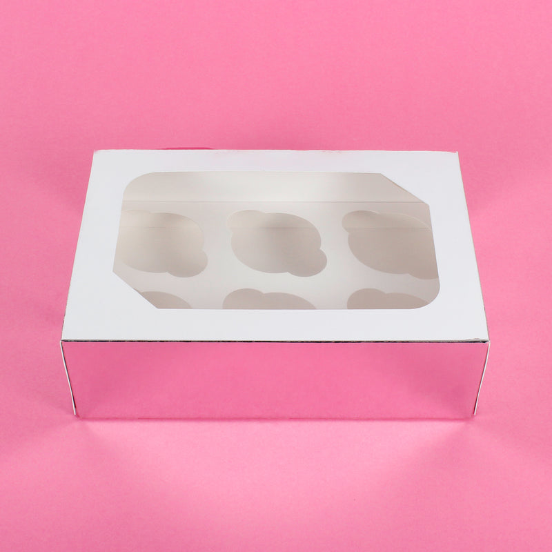 Glossy Silver Cupcake Box - Pack of 1 Holds 6 Cupcakes