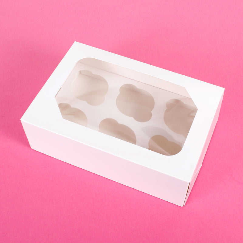 White Cupcake Box - Pack of 1 Holds 6 Cupcakes