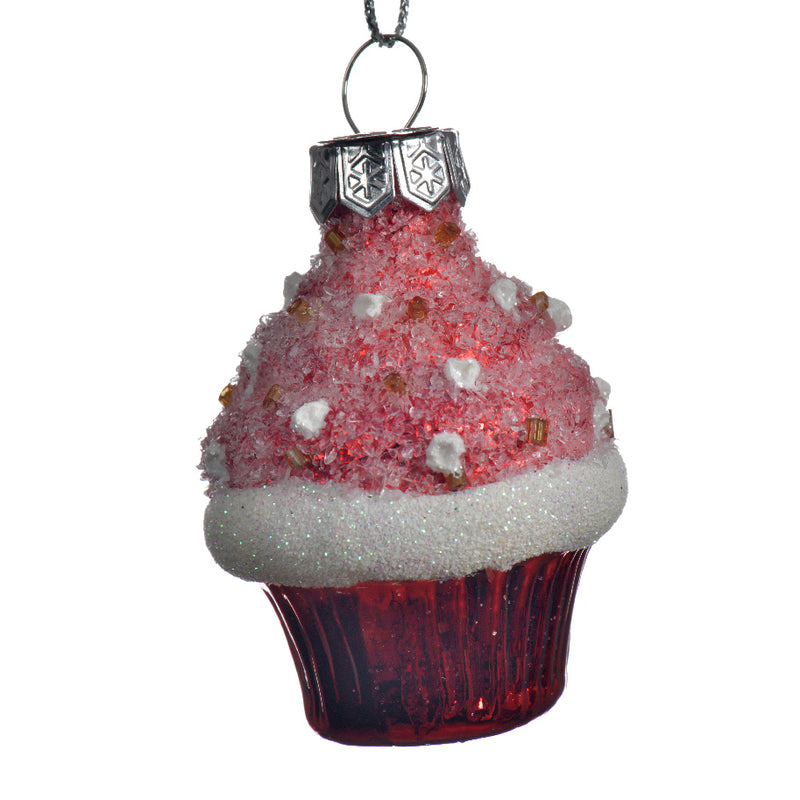 Cupcakes Set of 3 Glass Hanging Christmas Decoration 3d Baubles