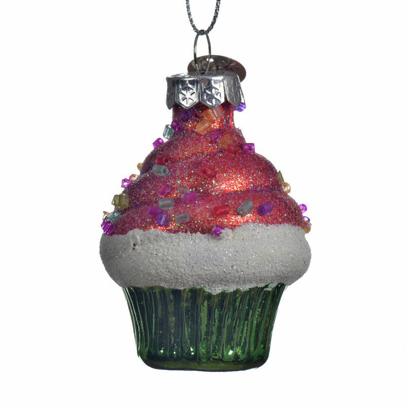 Cupcakes Set of 3 Glass Hanging Christmas Decoration 3d Baubles