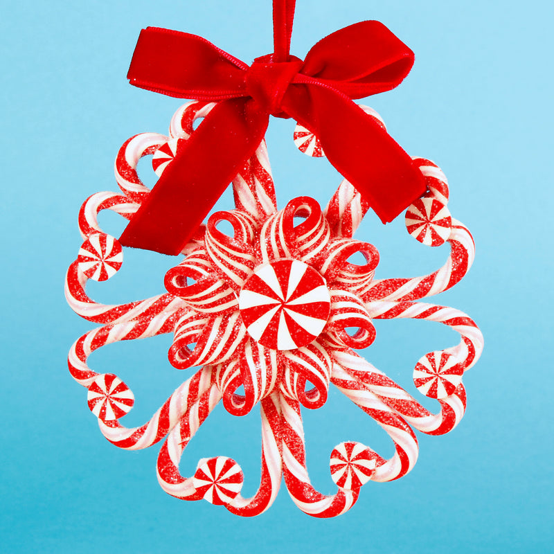 Heart Candy Cane Wreath Shaped Christmas Bauble Hanging Decoration