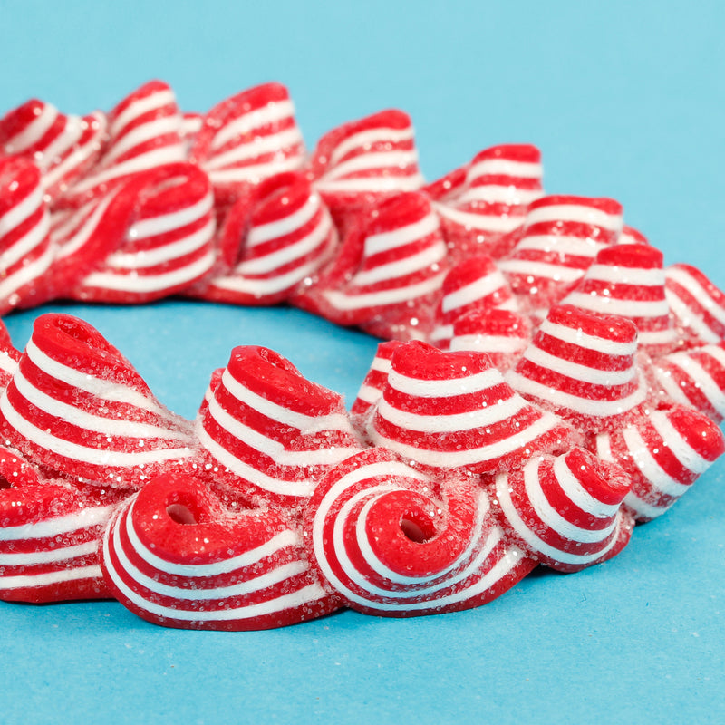 Rippled Candy Wreath Shaped Christmas Bauble Hanging Decoration