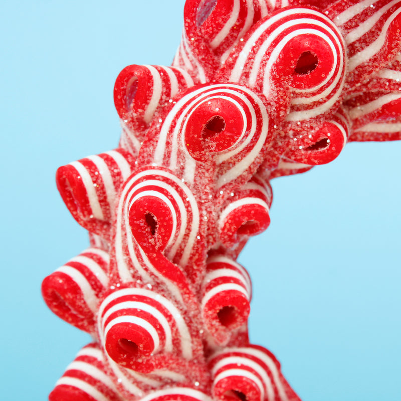 Rippled Candy Wreath Shaped Christmas Bauble Hanging Decoration