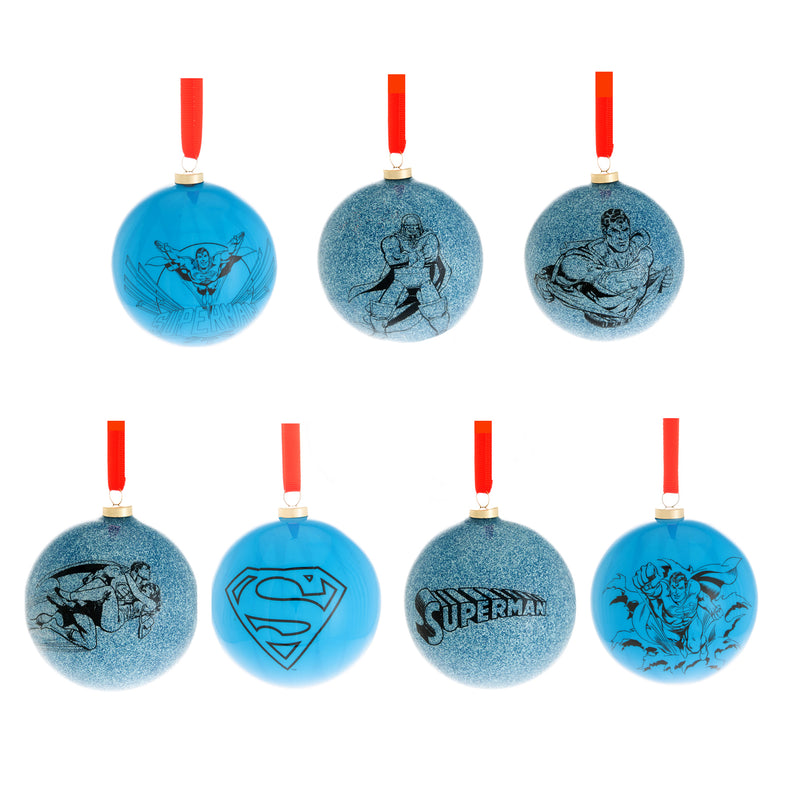 Set of 7 DC Superman Comic Baubles Hanging Christmas Tree Decorations