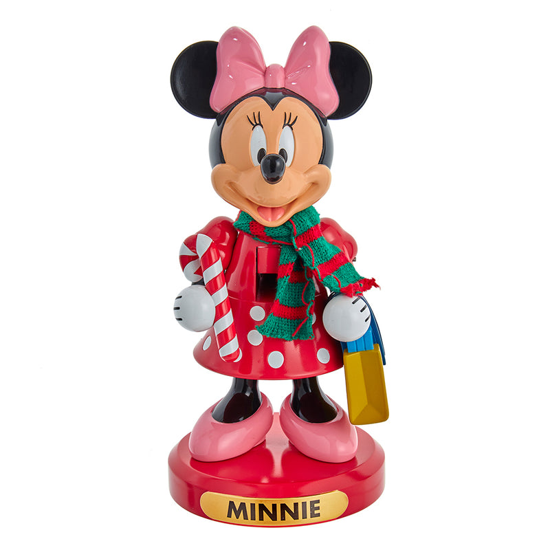 Minnie Mouse with Candy Cane 10" Wooden Nutcracker Christmas Disney Decoration