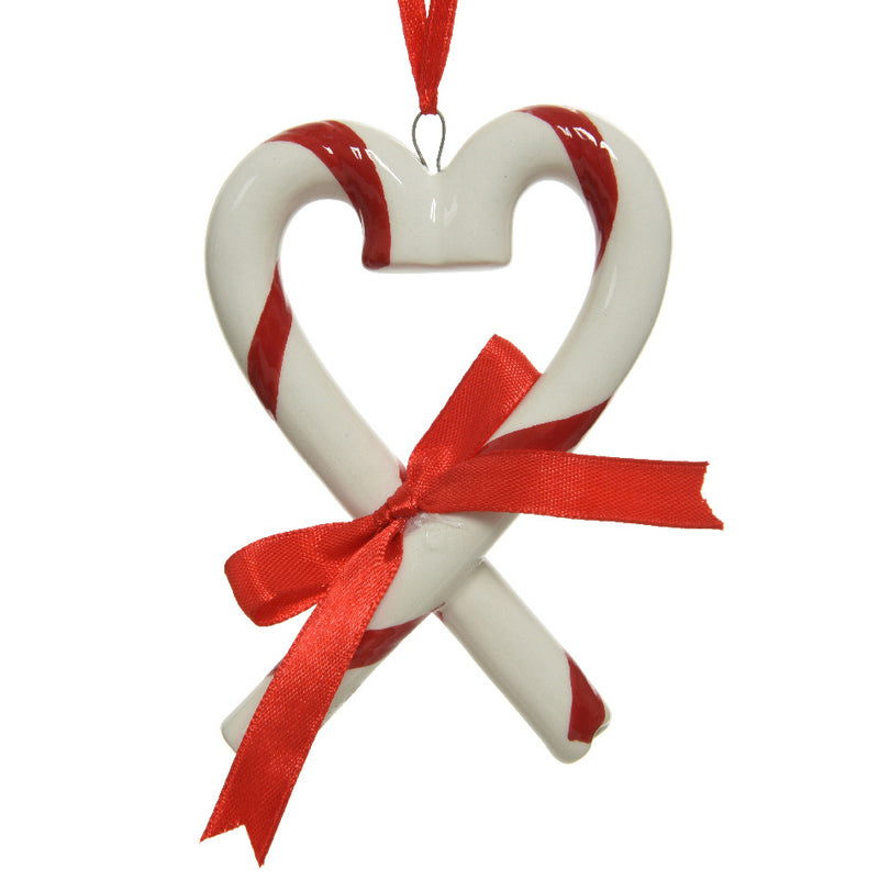 Candy Cane Heart Shaped 3d Christmas Hanging Bauble Decoration