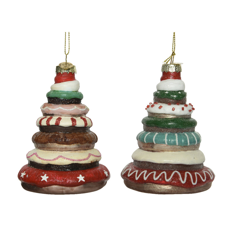 Doughnut Christmas Trees Set of 2 Shaped Glass Christmas Hanging Baubles