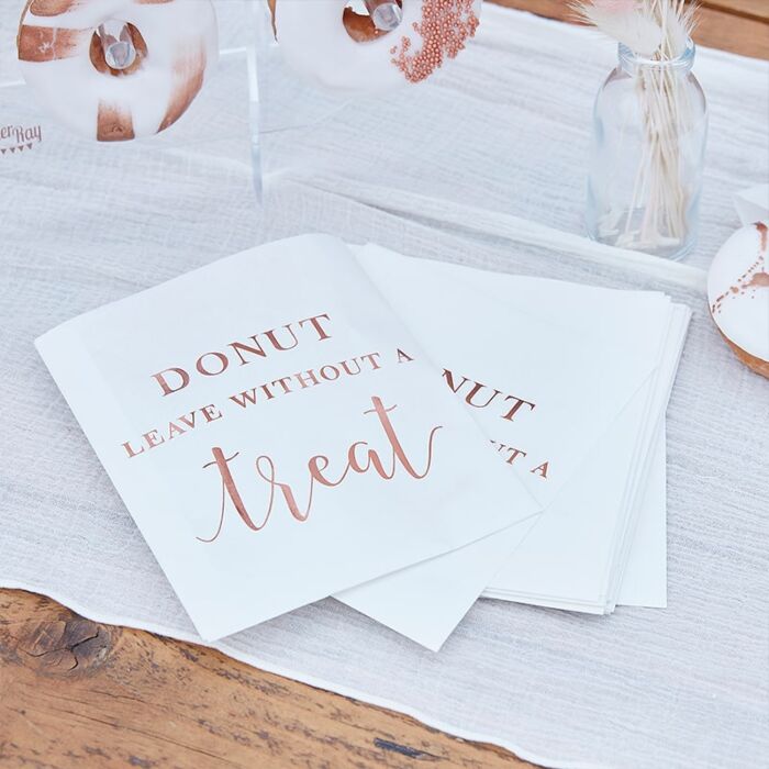 Rose Gold Foiled Donut Doughnut Wedding Treat Bags Pack of 20