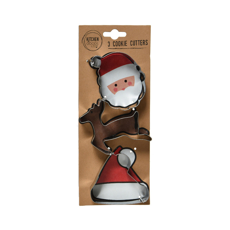 Santa Reindeer Hat Christmas Cookie Cutter Set Stainless Steel