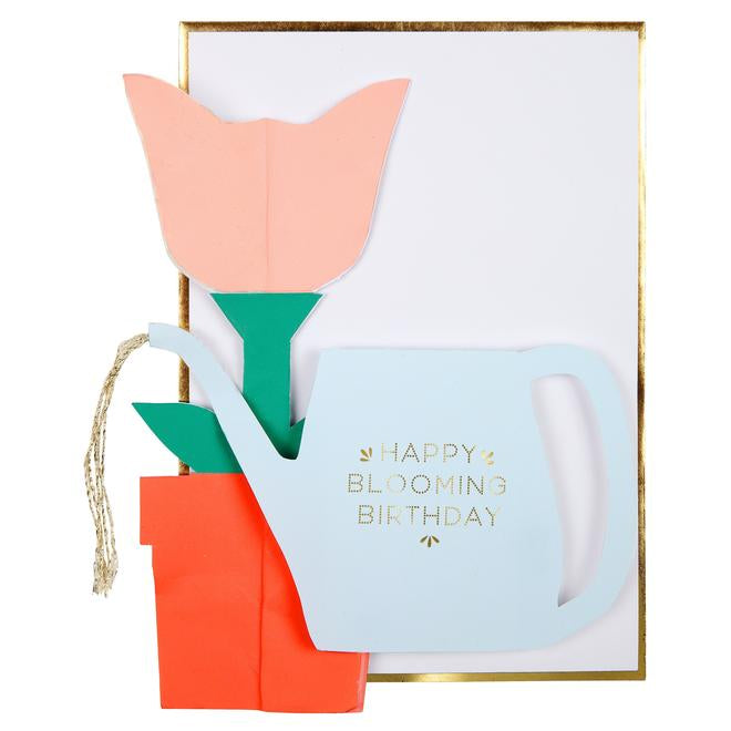 Flower Honeycomb And Watering Can Card