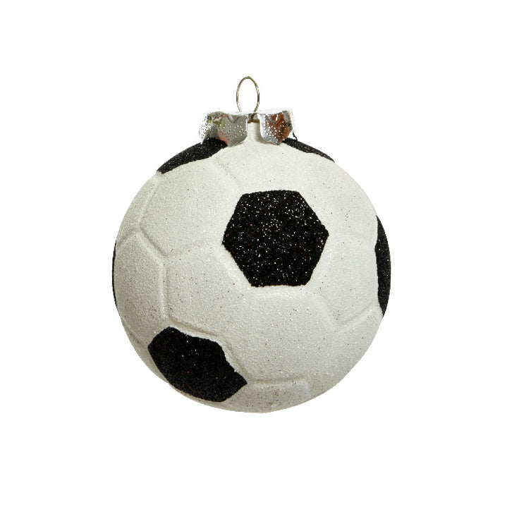 Football Shaped 3d Glitter Christmas Hanging Bauble