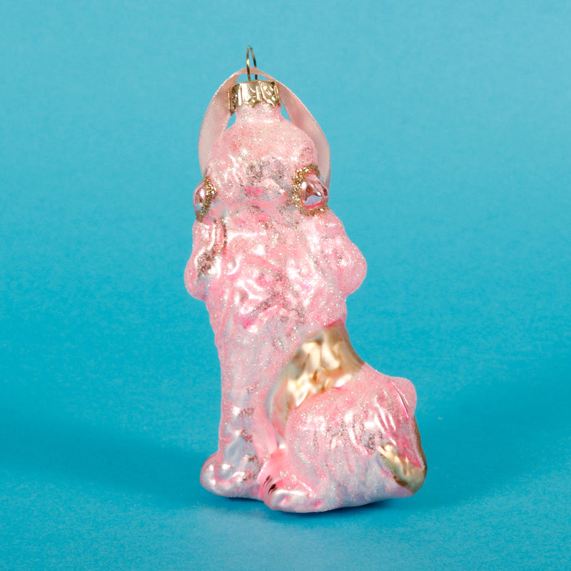 Glass Poodles Set of 2 Shaped 3D Christmas Decoration Hanging Baubles