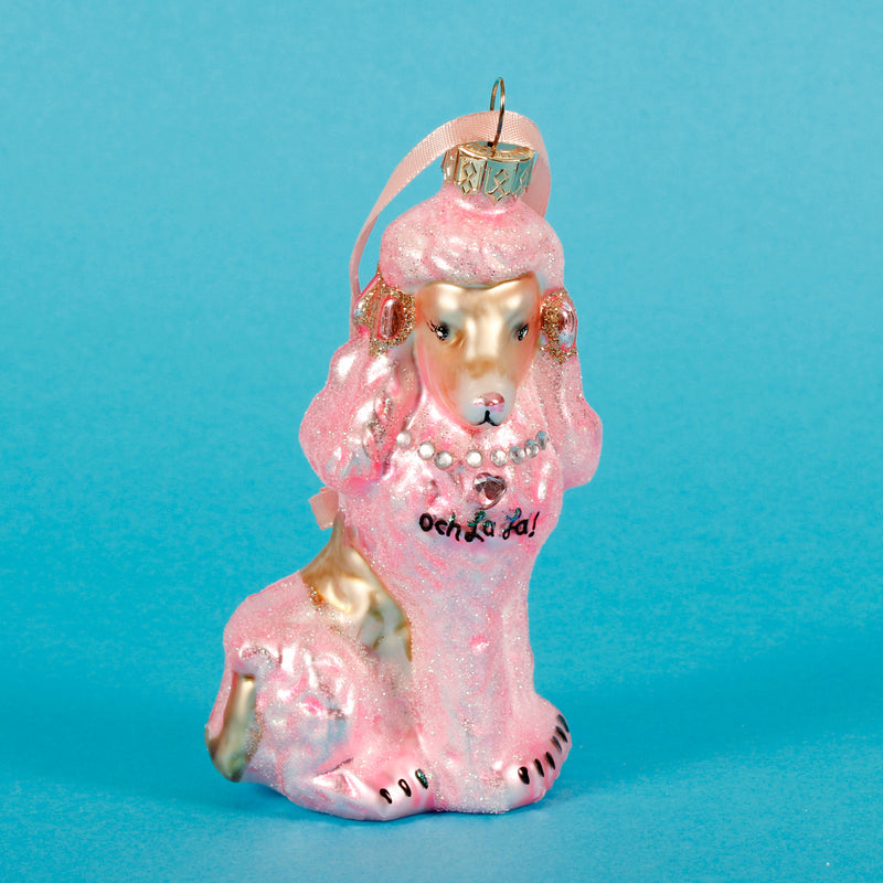 Glass Poodles Set of 2 Shaped 3D Christmas Decoration Hanging Baubles