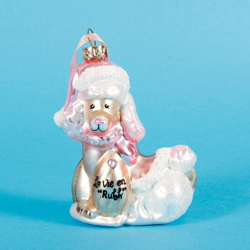 Glass Poodles Set of 2 Shaped 3D Christmas Decoration Hanging Baubles