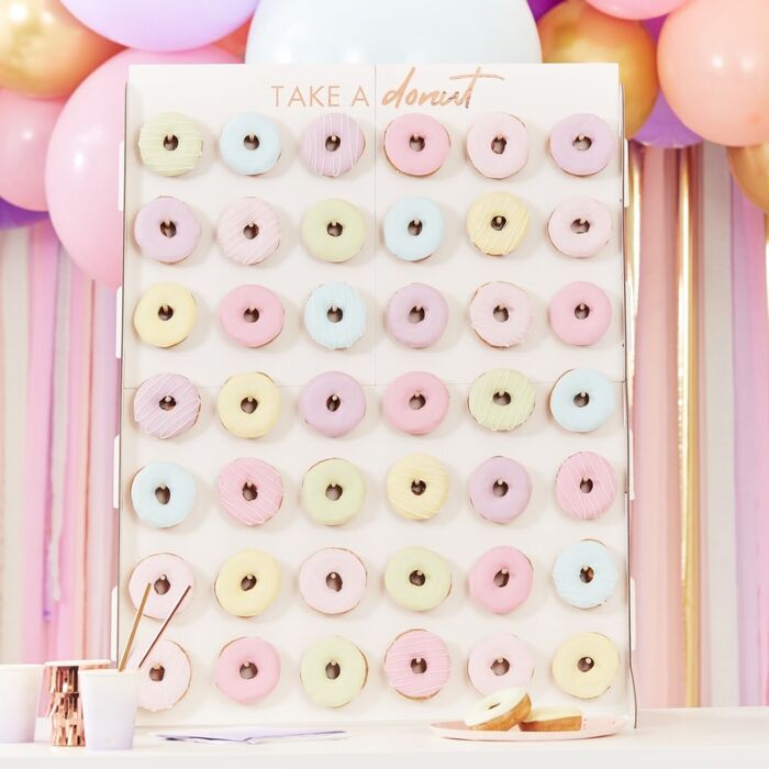 White & Rose Gold Giant Donut Wall