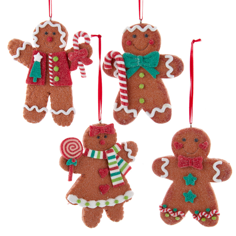 Gingerbread People Cookie Decorations Pack of 4 3D Hanging Christmas Tree Baubles